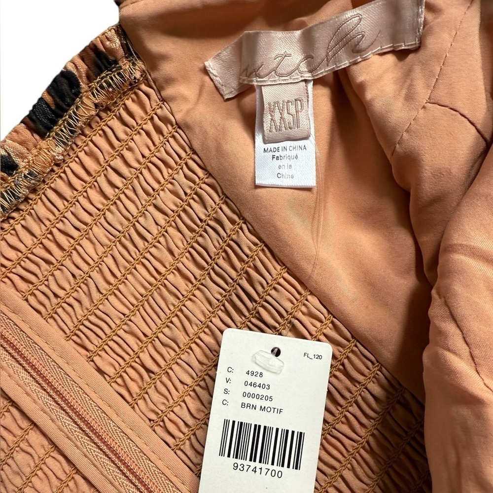 NWT Anthropologie Hutch Twist-Front Puff-Sleeve Ruffle-Hem Leopard Dress XXS - Picture 5 of 5